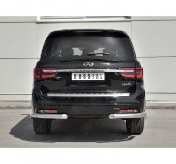 16 849 р. Защита заднего бампера (Ø76 мм уголки, нержавейка) SLITKOFF  INFINITI QX80  Z62 (2018-2024) 2-ой рестайлинг  с доставкой в г. Кемерово. Увеличить фотографию 4