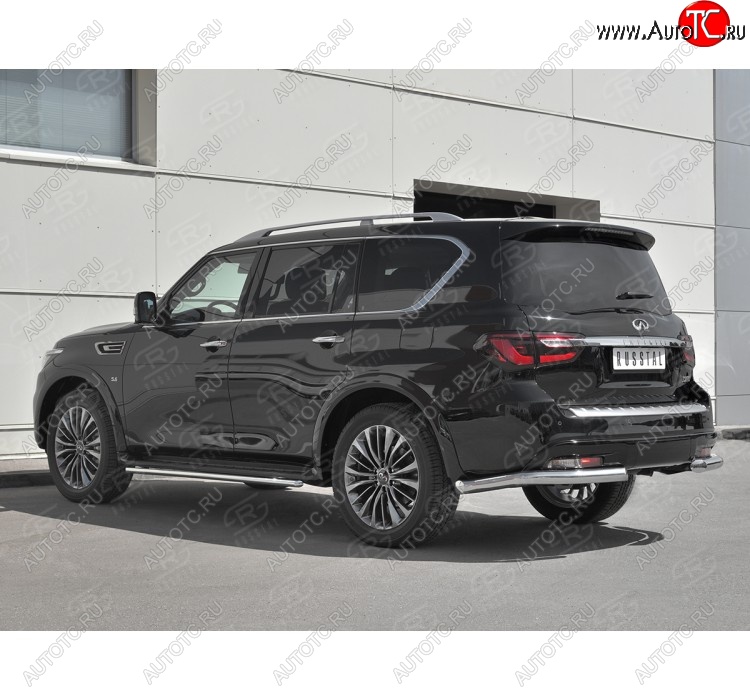 16 849 р. Защита заднего бампера (Ø76 мм уголки, нержавейка) SLITKOFF  INFINITI QX80  Z62 (2018-2024) 2-ой рестайлинг  с доставкой в г. Кемерово