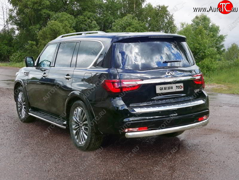 28 299 р. Защита заднего бампера (овальная) ТСС (нержавейка d75х42 мм)  INFINITI QX80  Z62 (2018-2024) 2-ой рестайлинг  с доставкой в г. Кемерово