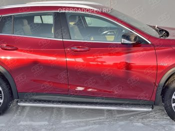 22 999 р. Порожки для ног (труба Ø42) SLITKOFF INFINITI QX30 H15E (2016-2020) (Вариант 2 (лист алюм, проф.сталь))  с доставкой в г. Кемерово. Увеличить фотографию 2