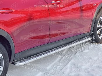 22 999 р. Порожки для ног (труба Ø42) SLITKOFF INFINITI QX30 H15E (2016-2020) (Вариант 2 (лист алюм, проф.сталь))  с доставкой в г. Кемерово. Увеличить фотографию 5