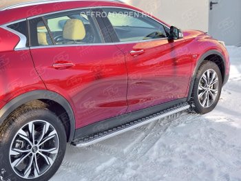 Порожки для ног (труба Ø42) SLITKOFF INFINITI QX30  H15E (2016-2020) (Вариант 2 (лист алюм, проф.сталь))