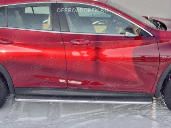 Порожки для ног (труба Ø42) SLITKOFF INFINITI QX30  H15E (2016-2020) (Вариант 3 (лист нерж, проф. нерж))