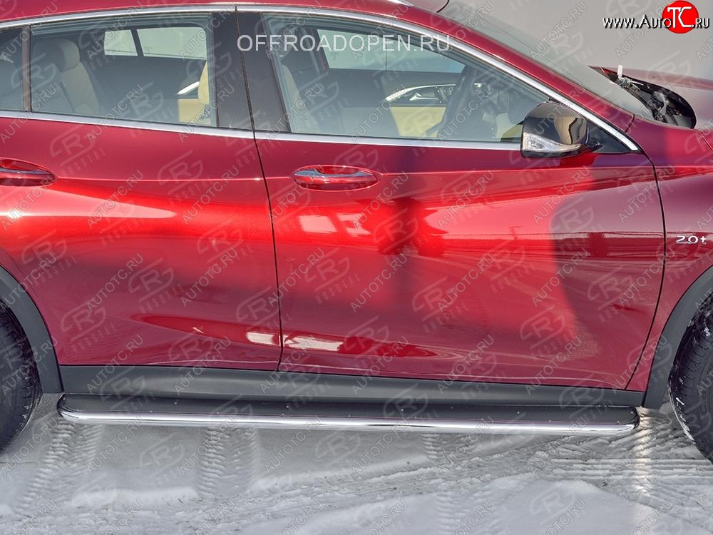 35 549 р. Порожки для ног (труба Ø42) SLITKOFF  INFINITI QX30  H15E (2016-2020) (Вариант 3 (лист нерж, проф. нерж))  с доставкой в г. Кемерово