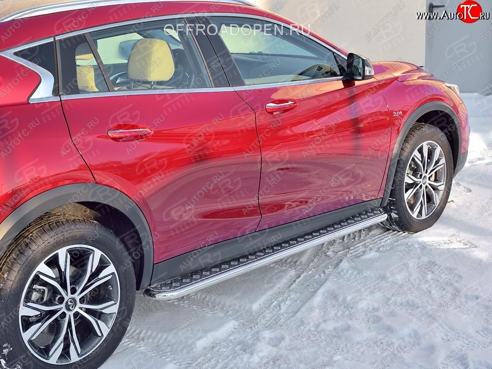 22 999 р. Порожки для ног (труба Ø42) SLITKOFF INFINITI QX30 H15E (2016-2020) (Вариант 2 (лист алюм, проф.сталь))  с доставкой в г. Кемерово