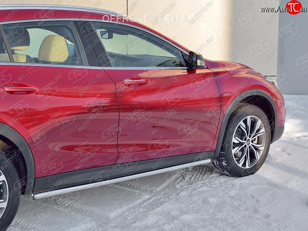 17 999 р. Защита порогов (Ø42 мм) SLITKOFF INFINITI QX30 H15E (2016-2020) (Вариант 3 (круглые торцы под 90°))  с доставкой в г. Кемерово