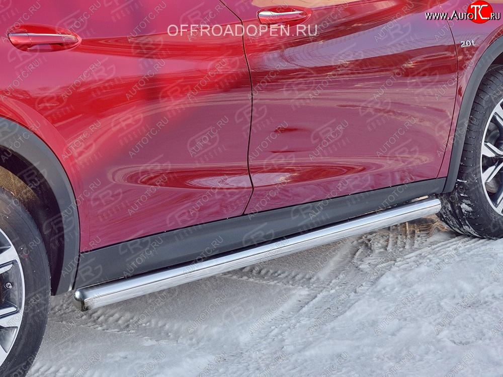 19 999 р. Защита порогов (Ø63 мм) SLITKOFF  INFINITI QX30  H15E (2016-2020) (Вариант 3 (круглые торцы под 90°))  с доставкой в г. Кемерово