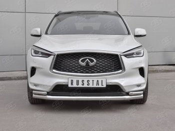 21 749 р. Защита переднего бампера (2 трубы Ø63 и 42 мм, нержавейка) SLITKOFF  INFINITI Qx50  J55 (2017-2022)  с доставкой в г. Кемерово. Увеличить фотографию 1