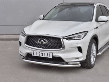 21 749 р. Защита переднего бампера (2 трубы Ø63 и 42 мм, нержавейка) SLITKOFF  INFINITI Qx50  J55 (2017-2022)  с доставкой в г. Кемерово. Увеличить фотографию 2