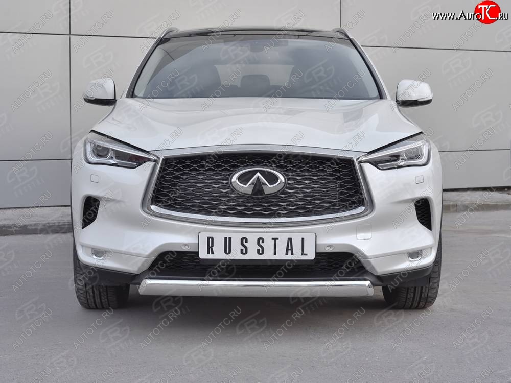 13 899 р. Защита переднего бампера (Ø75х42 дуга, нержавейка) Russtal INFINITI Qx50 J55 (2017-2022)  с доставкой в г. Кемерово