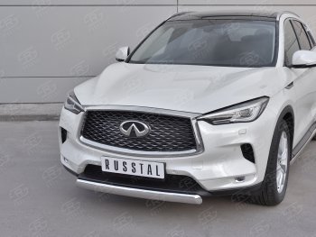 13 899 р. Защита переднего бампера (Ø75х42 дуга, нержавейка) Russtal INFINITI Qx50 J55 (2017-2022)  с доставкой в г. Кемерово. Увеличить фотографию 2