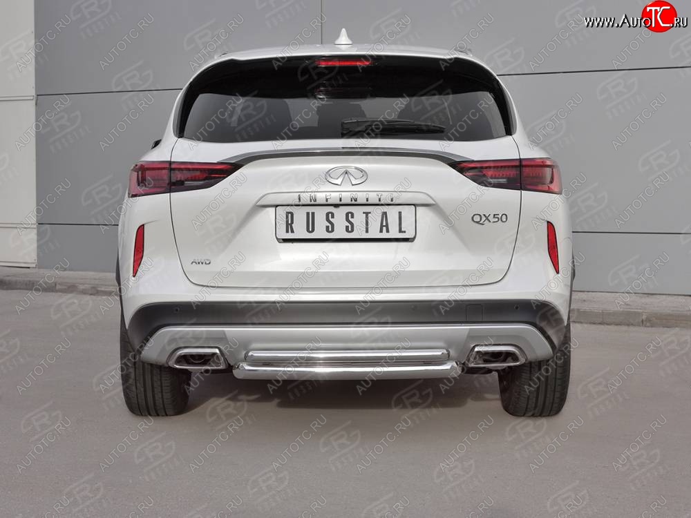 19 999 р. Защита заднего бампера (2 трубы Ø63 и 42 мм , нержавейка) SLITKOFF  INFINITI Qx50  J55 (2017-2022)  с доставкой в г. Кемерово