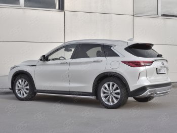 19 999 р. Защита заднего бампера (2 трубы Ø63 и 42 мм , нержавейка) SLITKOFF  INFINITI Qx50  J55 (2017-2022)  с доставкой в г. Кемерово. Увеличить фотографию 2