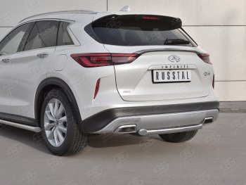 17 349 р. Защита заднего бампера (Ø63 мм, нержавейка) RUSSTAL  INFINITI Qx50  J55 (2017-2022)  с доставкой в г. Кемерово. Увеличить фотографию 2