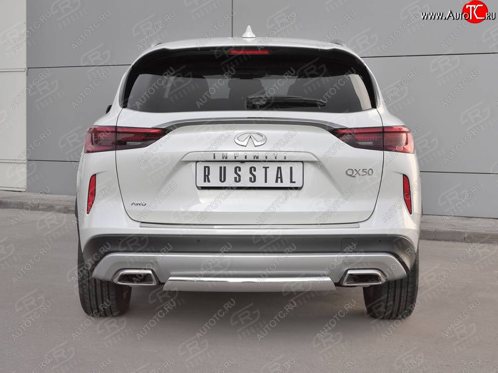 13 899 р. Защита заднего бампера (Ø75x42 мм, нержавейка) Russtal INFINITI Qx50 J55 (2017-2022)  с доставкой в г. Кемерово