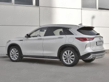 13 899 р. Защита заднего бампера (Ø75x42 мм, нержавейка) Russtal INFINITI Qx50 J55 (2017-2022)  с доставкой в г. Кемерово. Увеличить фотографию 2