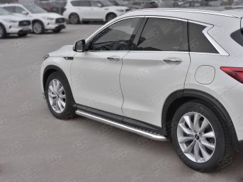 Порожки для ног SLITKOFF (Ø63 мм) INFINITI Qx50  J55 (2017-2022) (Лист алюминиевый, труба - нержавейка)