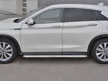 32 849 р. Порожки для ног SLITKOFF (Ø63 мм) INFINITI Qx50 J55 (2017-2022) (Лист алюминиевый, труба - нержавейка)  с доставкой в г. Кемерово. Увеличить фотографию 2
