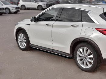Порожки для ног SLITKOFF (Ø42 мм) INFINITI Qx50  J55 (2017-2022) (Лист алюминиевый, труба - сталь окрашенная в черный цвет)