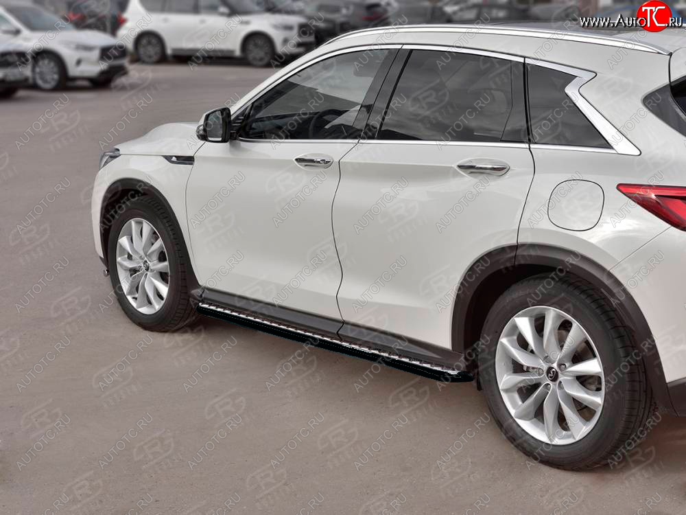 22 999 р. Порожки для ног SLITKOFF (Ø42 мм) INFINITI Qx50 J55 (2017-2022) (Лист алюминиевый, труба - сталь окрашенная в черный цвет)  с доставкой в г. Кемерово