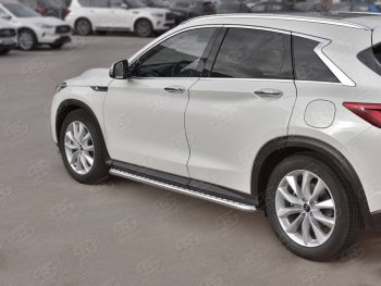 Порожки для ног SLITKOFF (Ø42 мм) INFINITI Qx50  J55 (2017-2022) (Лист нержавейка, труба - нержавейка)