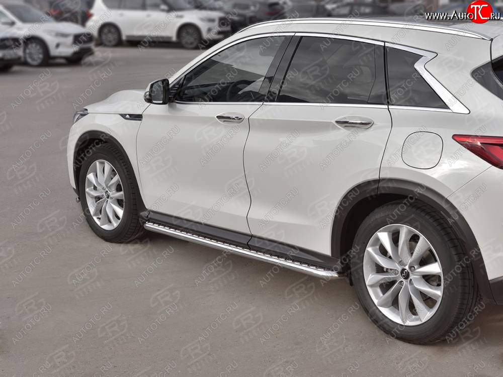 35 549 р. Порожки для ног SLITKOFF (Ø42 мм)  INFINITI Qx50  J55 (2017-2022) (Лист нержавейка, труба - нержавейка)  с доставкой в г. Кемерово