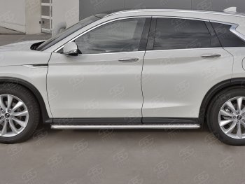 35 549 р. Порожки для ног SLITKOFF (Ø42 мм)  INFINITI Qx50  J55 (2017-2022) (Лист нержавейка, труба - нержавейка)  с доставкой в г. Кемерово. Увеличить фотографию 2