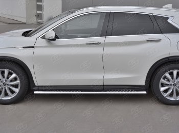 19 399 р. Защита порогов (Ø120x60 мм с проступью, нержавейка) Russtal INFINITI Qx50 J55 (2017-2022)  с доставкой в г. Кемерово. Увеличить фотографию 3