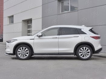 19 399 р. Защита порогов (Ø120x60 мм с проступью, нержавейка) Russtal INFINITI Qx50 J55 (2017-2022)  с доставкой в г. Кемерово. Увеличить фотографию 4