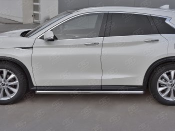 19 999 р. Защита порогов (Ø63 мм, нержавейка) SLITKOFF  INFINITI Qx50  J55 (2017-2022) (Металлические торцы под 45°)  с доставкой в г. Кемерово. Увеличить фотографию 3