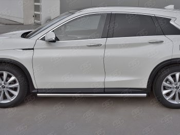 18 799 р. Защита порогов (Ø63 мм, нержавейка) SLITKOFF  INFINITI Qx50  J55 (2017-2022) (С пластиковыми заглушками на торцах)  с доставкой в г. Кемерово. Увеличить фотографию 3