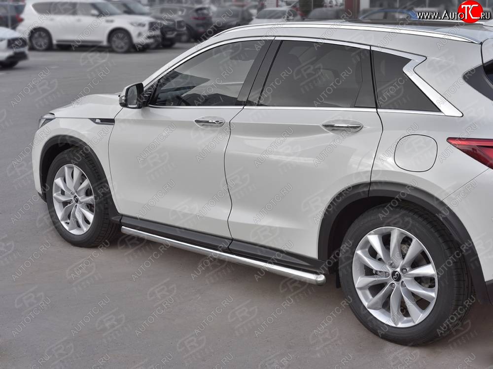 19 999 р. Защита порогов (Ø63 мм, нержавейка) SLITKOFF  INFINITI Qx50  J55 (2017-2022) (Металлические торцы под 90°)  с доставкой в г. Кемерово