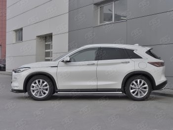 19 999 р. Защита порогов (Ø63 мм, нержавейка) SLITKOFF  INFINITI Qx50  J55 (2017-2022) (Металлические торцы под 90°)  с доставкой в г. Кемерово. Увеличить фотографию 2