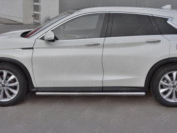19 999 р. Защита порогов (Ø63 мм, нержавейка) SLITKOFF  INFINITI Qx50  J55 (2017-2022) (Металлические торцы под 90°)  с доставкой в г. Кемерово. Увеличить фотографию 3
