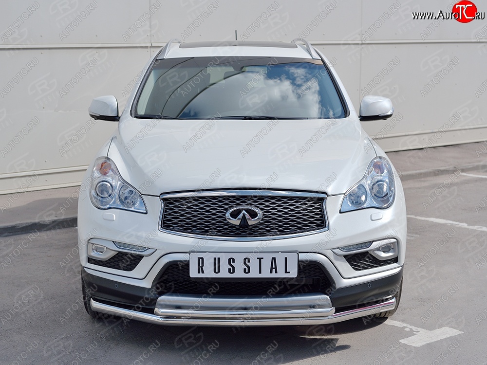 18 849 р. Защита переднего бампера (2 трубыØ63 и 42 мм, нержавейка) SLITKOFF INFINITI Qx50 J50 дорестайлинг (2013-2016)  с доставкой в г. Кемерово