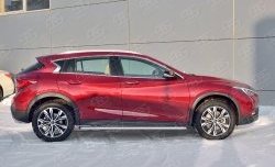 Порожки для ног (Ø42) SLITKOFF INFINITI Qx50  J50 (2013-2016) дорестайлинг (лист - алюминий, профиль - нержавейка)