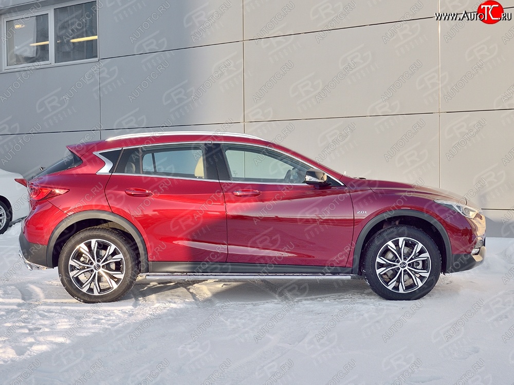 16 649 р. Защита порогов из овальной трубы диаметром 75x42 мм с проступью Russtal INFINITI Qx50 J50 дорестайлинг (2013-2016)  с доставкой в г. Кемерово
