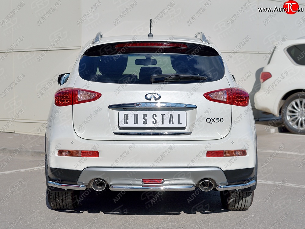 13 649 р. Защита заднего бампера (Ø42 мм уголки, нержавейка) SLITKOFF  INFINITI Qx50  J50 (2015-2018) рестайлинг  с доставкой в г. Кемерово