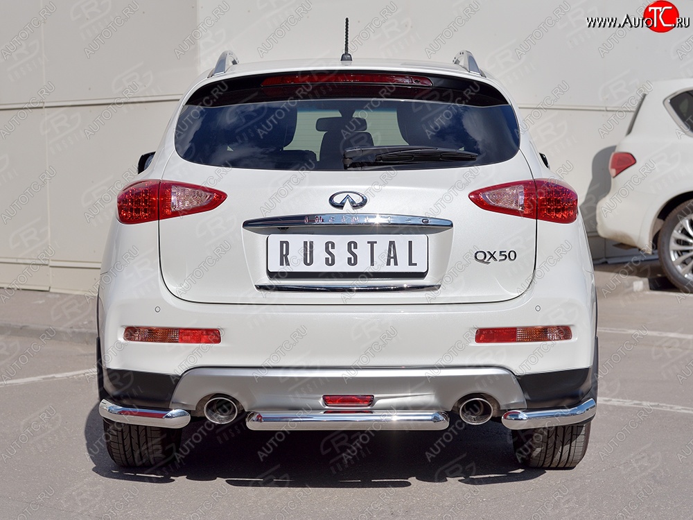 14 749 р. Защита заднего бампера (Ø63 мм уголки, нержавейка) SLITKOFF INFINITI Qx50 J50 рестайлинг (2015-2018)  с доставкой в г. Кемерово
