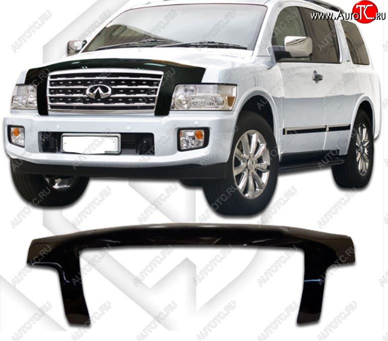 3 099 р. Дефлектор капота CA-Plastiс exclusive  INFINITI QX56  JA60 (2004-2007) дорестайлинг (Classic черный, Без надписи)  с доставкой в г. Кемерово