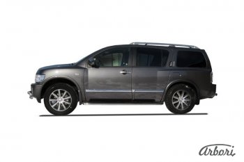 14 219 р. Защита штатных порогов Arbori (нержавейка, d42 mm). INFINITI QX56 JA60 дорестайлинг (2004-2007)  с доставкой в г. Кемерово. Увеличить фотографию 2