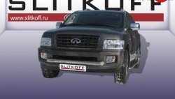 Одинарная защита переднего бампера диаметром 76 мм Slitkoff INFINITI QX56  JA60 (2004-2010) дорестайлинг, рестайлинг