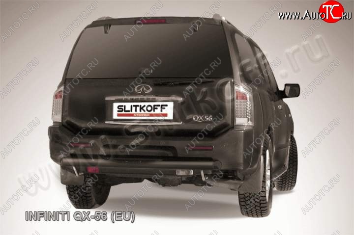 15 999 р. Защита заднего бампера из трубы d76 Slitkoff (с проступью) INFINITI QX56 JA60 рестайлинг (2007-2010) (Цвет: серебристый)  с доставкой в г. Кемерово