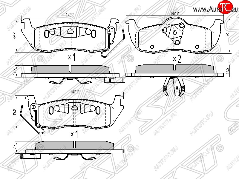 1 199 р. Колодки тормозные SAT (задние)  INFINITI QX56  JA60 (2004-2010), Nissan Armada (2003-2007), Nissan titan (2003-2015)  с доставкой в г. Кемерово