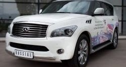 17 999 р. Защита переднего бампера (2 трубыØ76х42 мм, нержавейка) Russtal INFINITI QX56 Z62 (2010-2013)  с доставкой в г. Кемерово. Увеличить фотографию 4