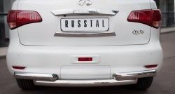 Защита заднего бампера (Ø76 мм, нержавейка) SLITKOFF INFINITI QX56  Z62 (2010-2013)