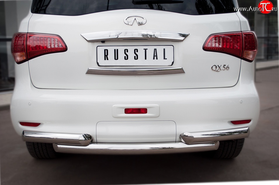 20 099 р. Защита заднего бампера (Ø76 мм, нержавейка) SLITKOFF  INFINITI QX56  Z62 (2010-2013)  с доставкой в г. Кемерово