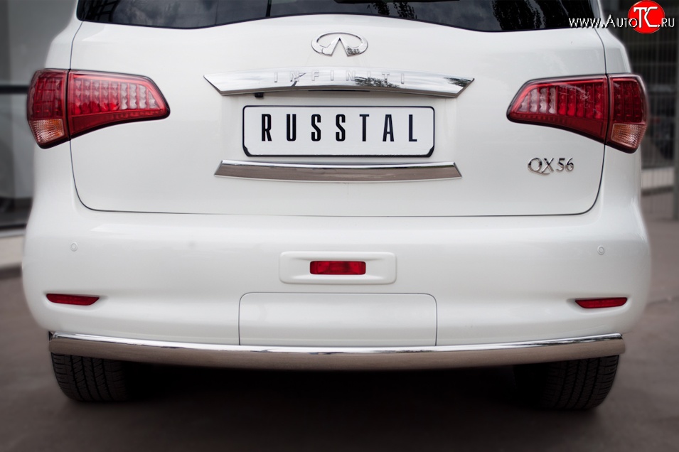 11 599 р. Защита заднего бампера (Ø75x42 мм, нержавейка) Russtal INFINITI QX56 Z62 (2010-2013)  с доставкой в г. Кемерово
