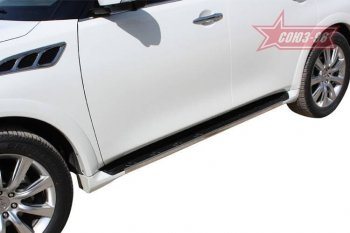 1 249 р. Накладки на торцы штатных порогов Souz96 (нержавеющая сталь) INFINITI QX56 Z62 (2010-2013)  с доставкой в г. Кемерово. Увеличить фотографию 2