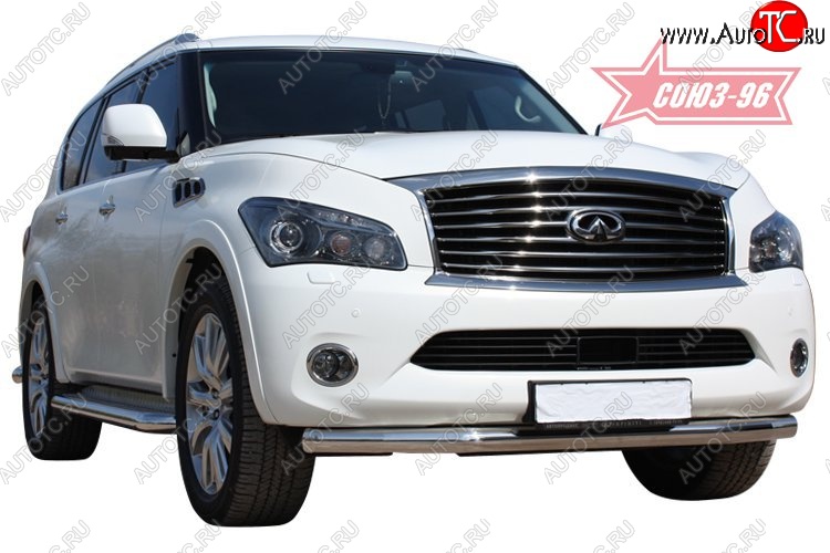 19 709 р. Защита переднего бампера одинарная Souz-96 (d76) INFINITI QX56 Z62 (2010-2013)  с доставкой в г. Кемерово